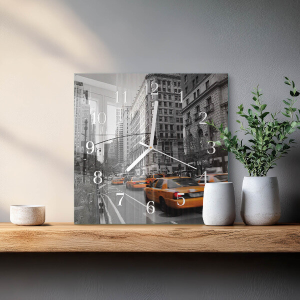 Square wall clock New York Taxi