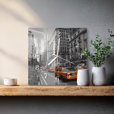 Square wall clock New York Taxi