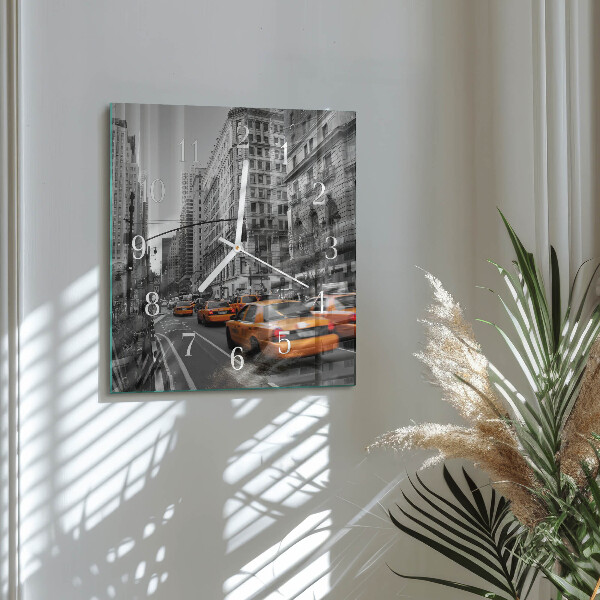 Square wall clock New York Taxi
