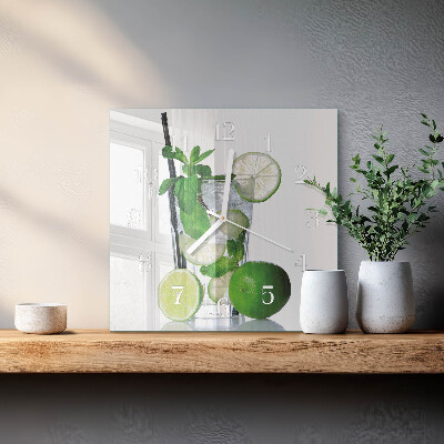 Square wall clock Lime and Mint