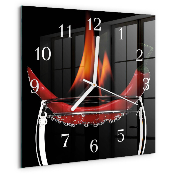 Square wall clock Chili Fire