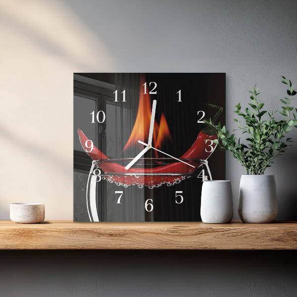 Square wall clock Chili Fire