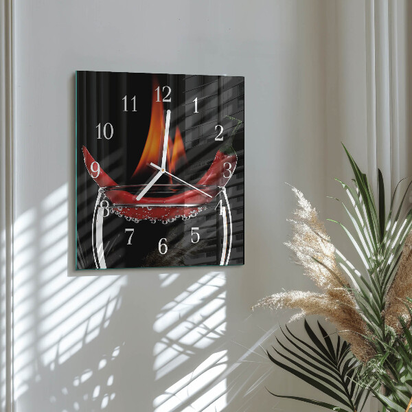 Square wall clock Chili Fire