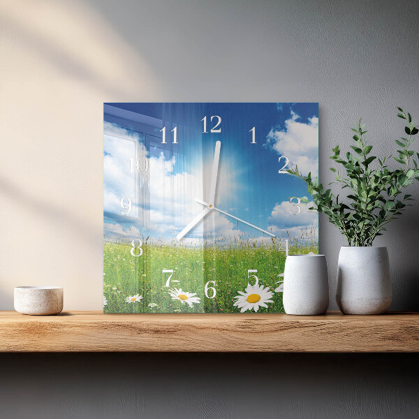 Square wall clock Meadow Flowers