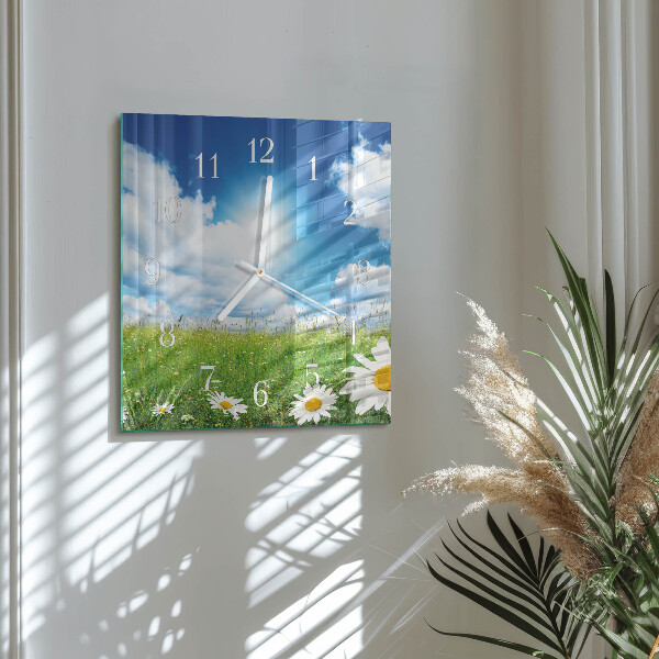 Square wall clock Meadow Flowers