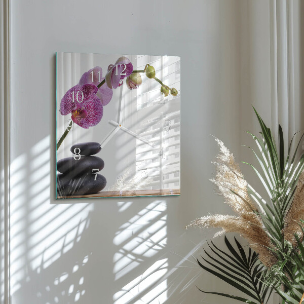 Square wall clock Orchid
