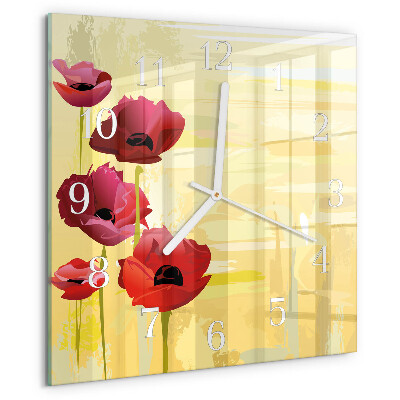 Square wall clock Poppies