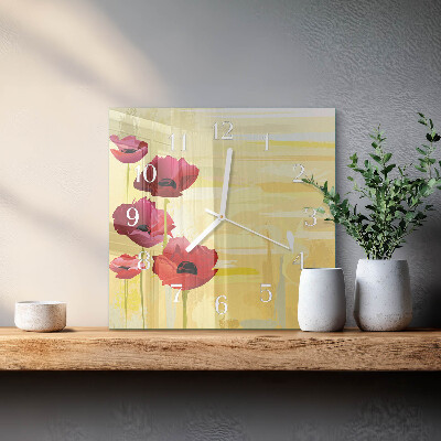 Square wall clock Poppies