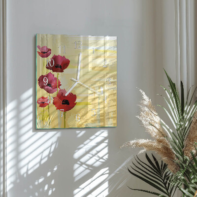 Square wall clock Poppies
