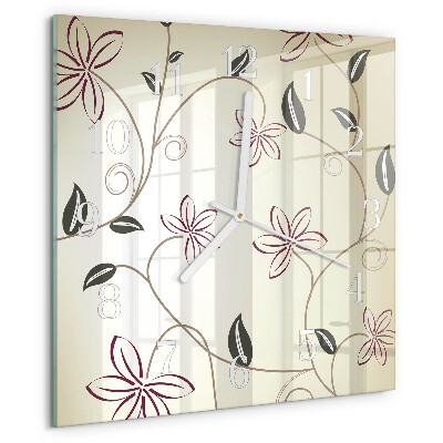 Square wall clock Floral Art