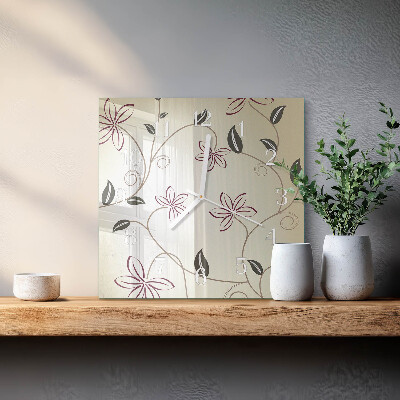 Square wall clock Floral Art