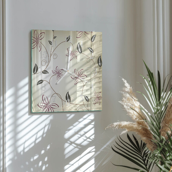 Square wall clock Floral Art
