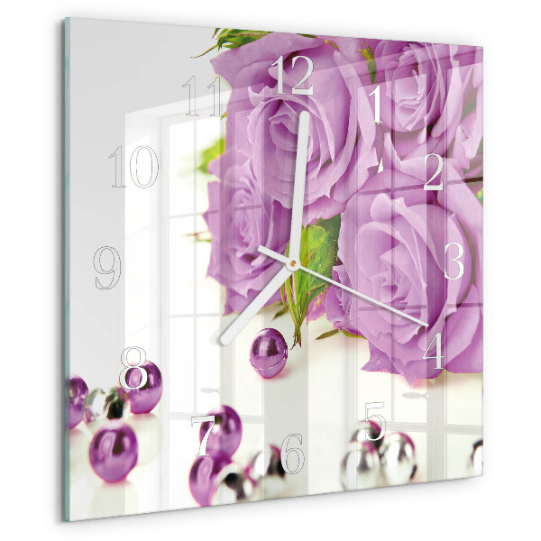 Square wall clock Roses