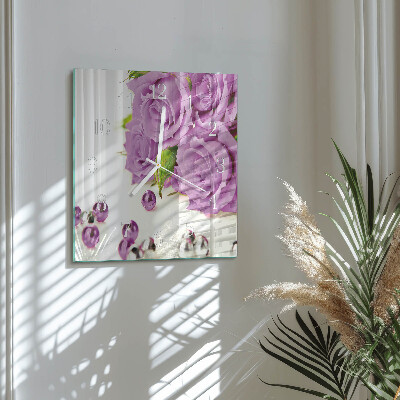 Square wall clock Roses