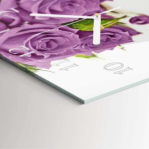 Square wall clock Roses