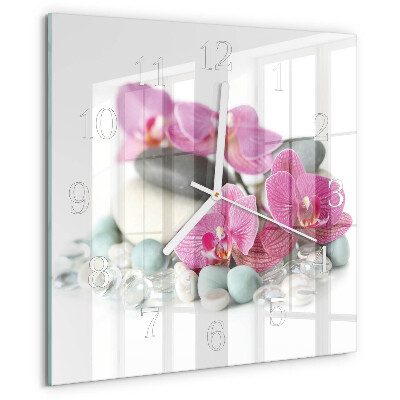 Square wall clock Orchids