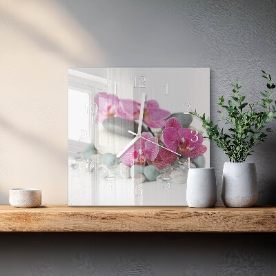 Square wall clock Orchids