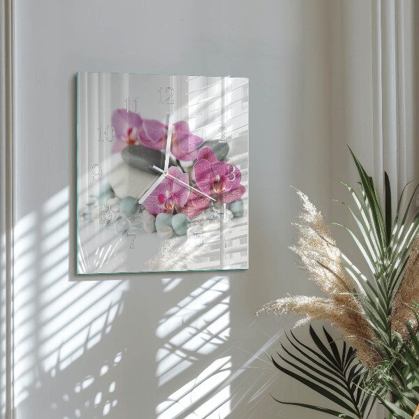 Square wall clock Orchids