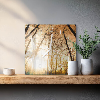 Square wall clock Trees