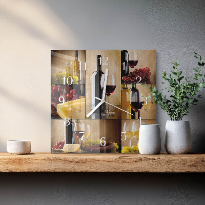 Square wall clock Bottle of Wine