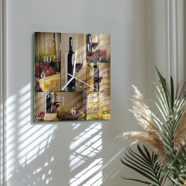 Square wall clock Bottle of Wine