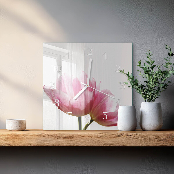 Square wall clock Tulips