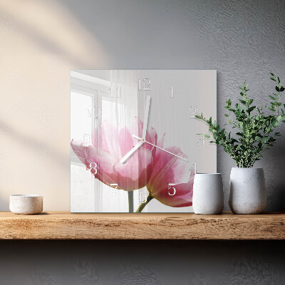 Square wall clock Tulips