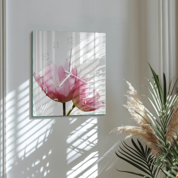 Square wall clock Tulips