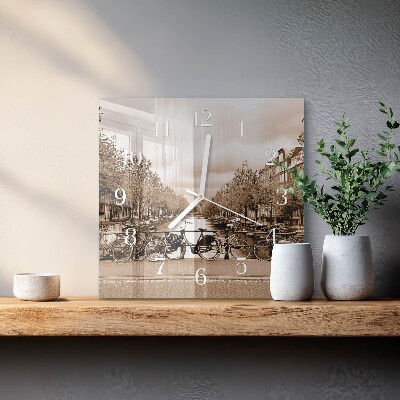 Square wall clock Amsterdam Sepia