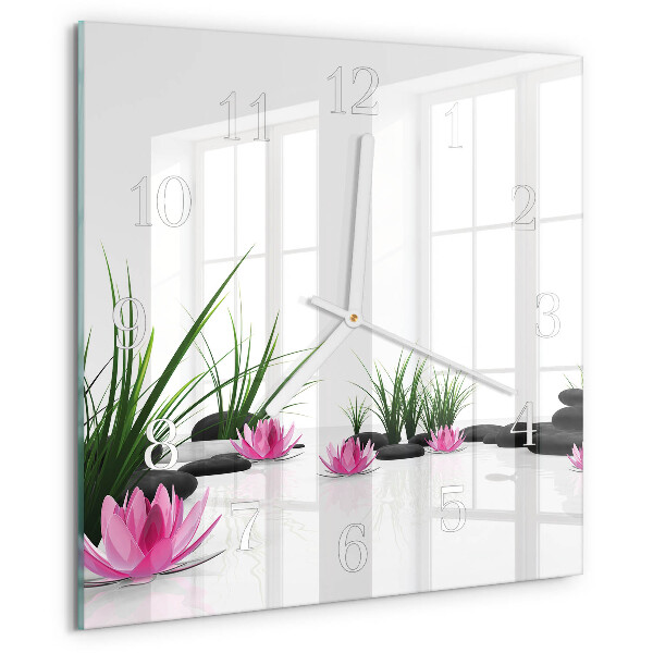 Square wall clock Lotus Flower