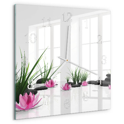 Square wall clock Lotus Flower