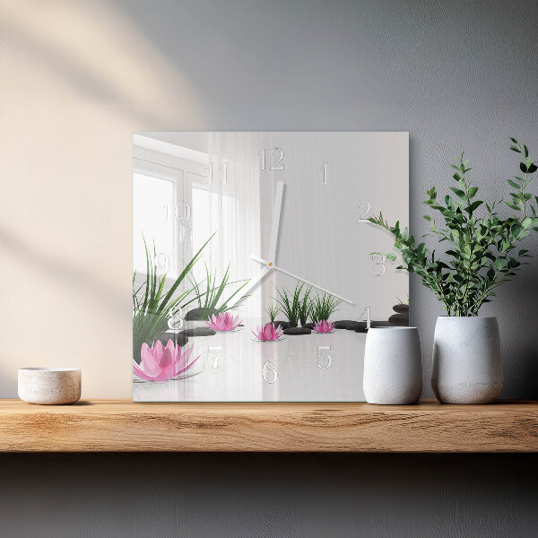 Square wall clock Lotus Flower