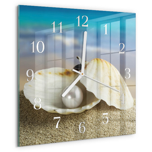 Square wall clock Shell Pearl