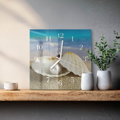 Square wall clock Shell Pearl