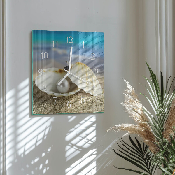 Square wall clock Shell Pearl