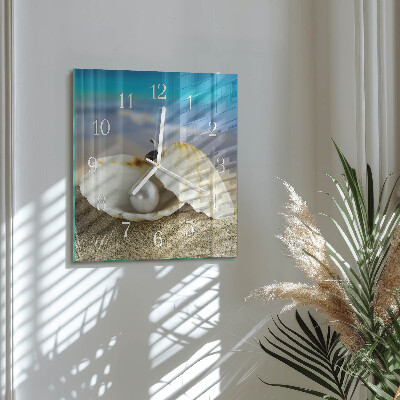 Square wall clock Shell Pearl