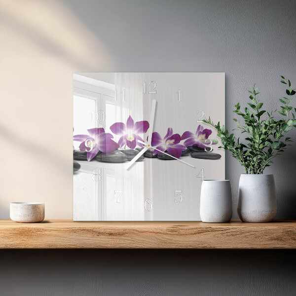 Square wall clock Orchid