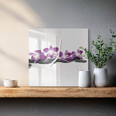 Square wall clock Orchid