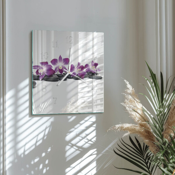 Square wall clock Orchid