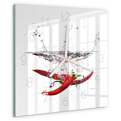 Square wall clock Chili peppers