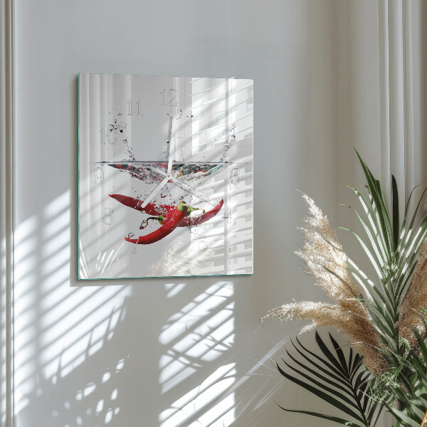 Square wall clock Chili peppers