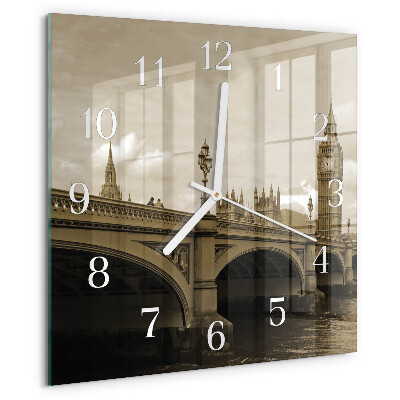 Square wall clock Sepia Bridge