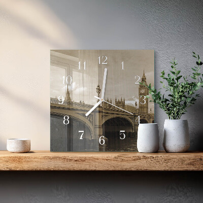 Square wall clock Sepia Bridge