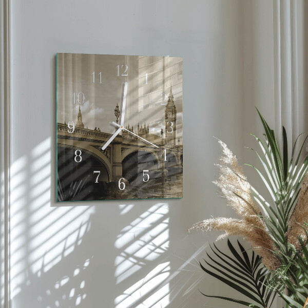 Square wall clock Sepia Bridge