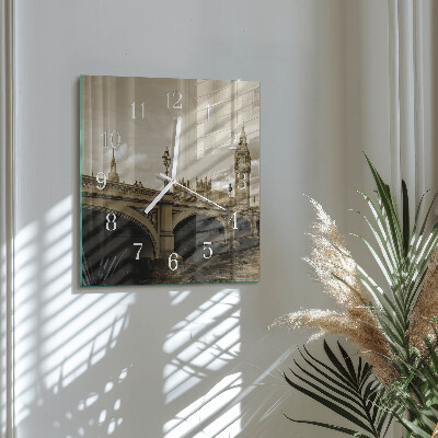 Square wall clock Sepia Bridge
