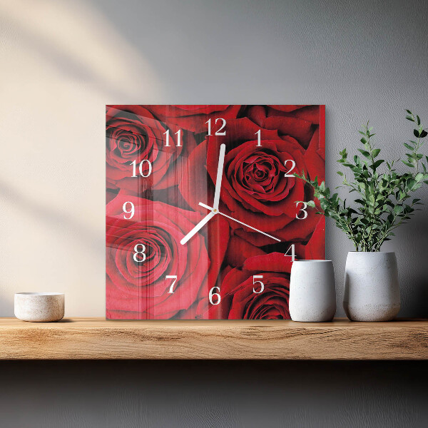 Square wall clock Roses