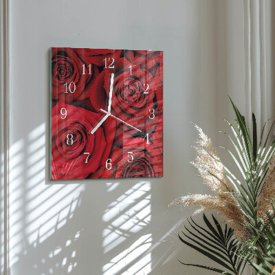 Square wall clock Roses