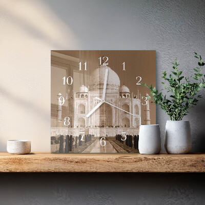 Square wall clock Taj Mahal Sepia