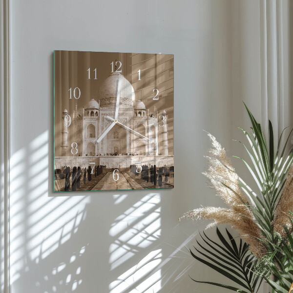 Square wall clock Taj Mahal Sepia