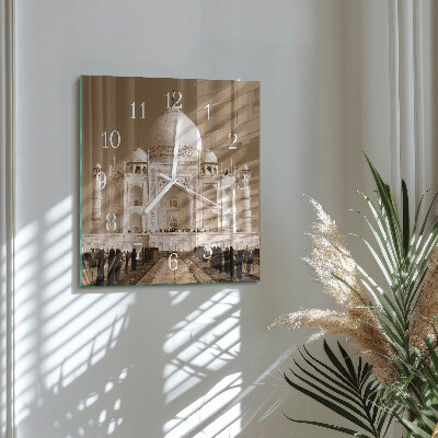 Square wall clock Taj Mahal Sepia